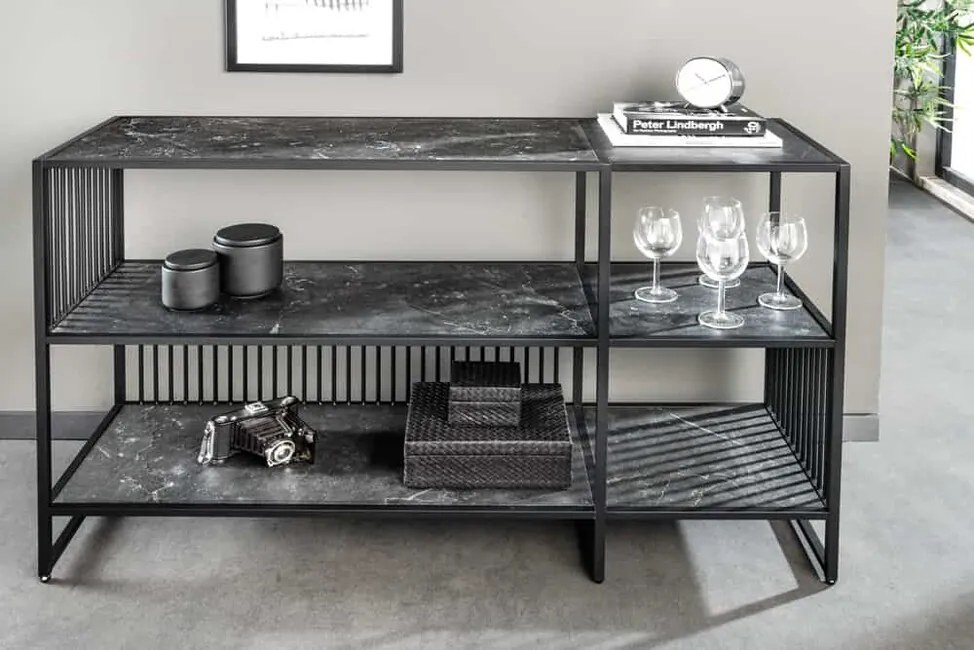 Moderná knižnica Skövde v mramorovom vzhľade 120cm