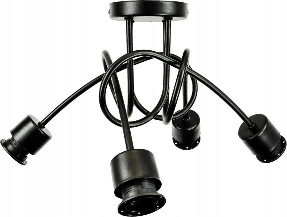 Závesná lampa na strop LOFT 4x čierna pružina