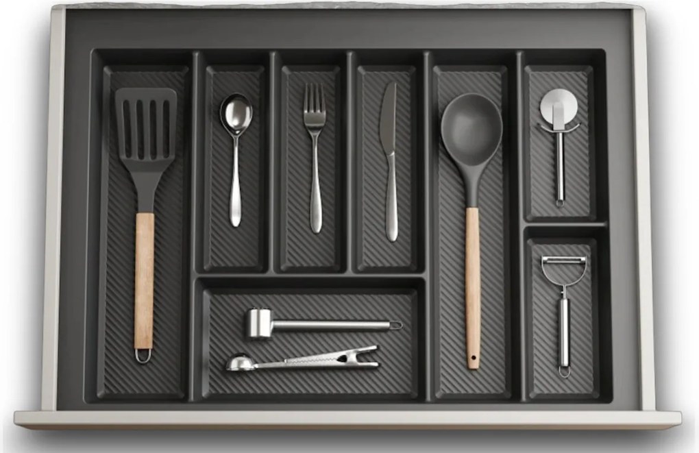 IN-DURO Príborník STRIPES 69 - 75 cm s hĺbkou 42 - 49 cm, antracit