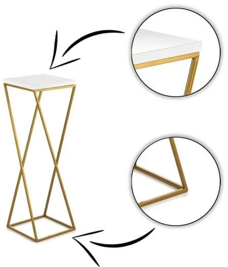 Stojan na kvety LOFT 70x24 cm zlatá/biela