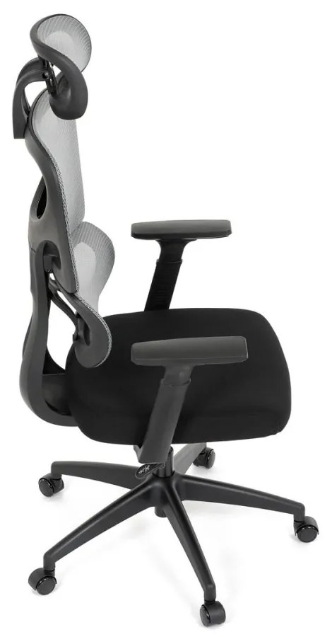 Kancelárska ergonomická stolička GRANT — sieť, látka, čierna / sivá