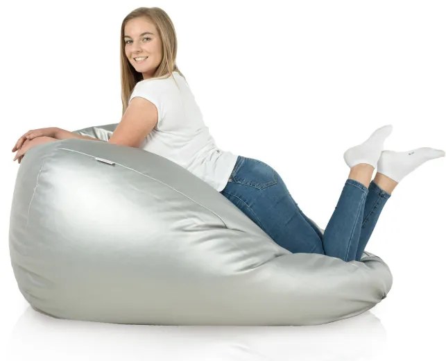 Sedací vak SAKO - strieborný ekokoža