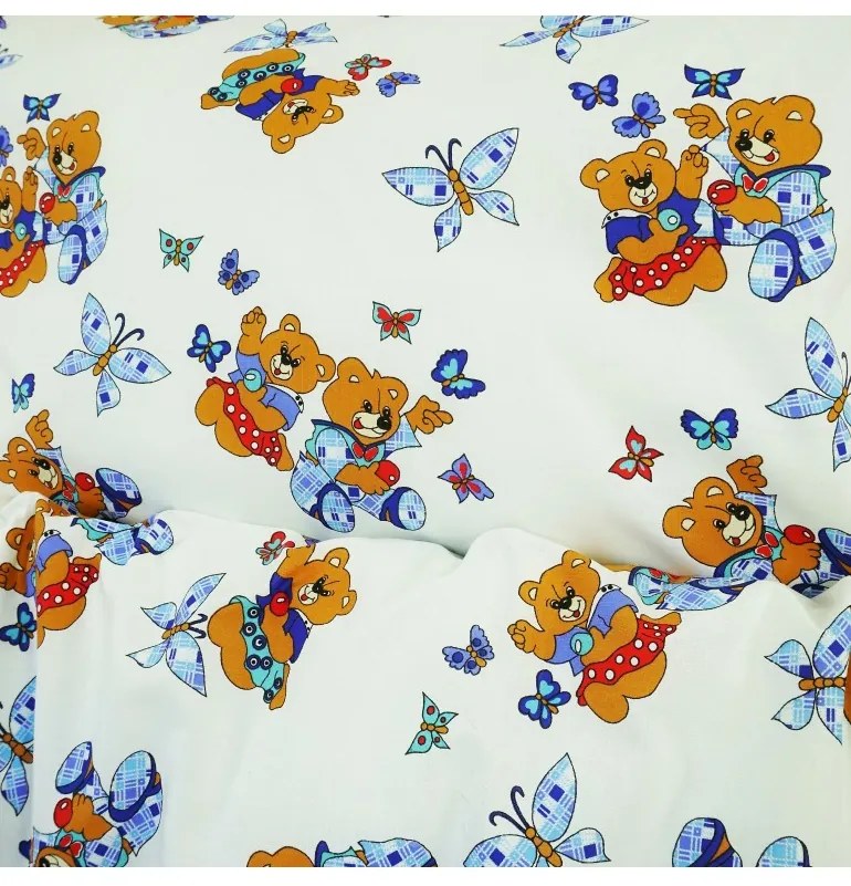 Obliečky detské bavlnené macko biele EMI, Vankúš 70x90