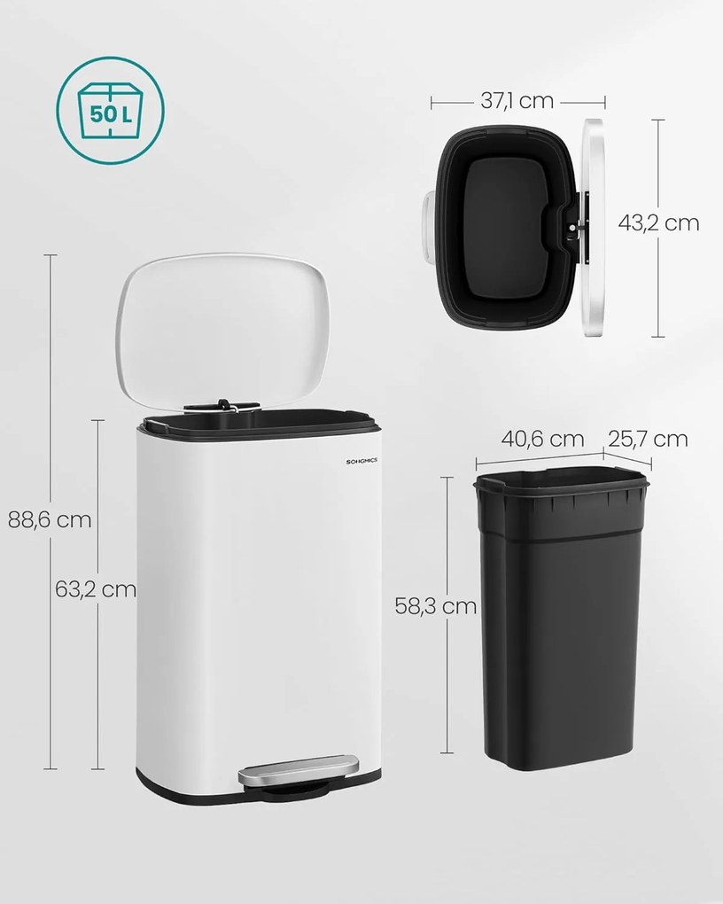 Odpadkový kôš Doro 50 l biely