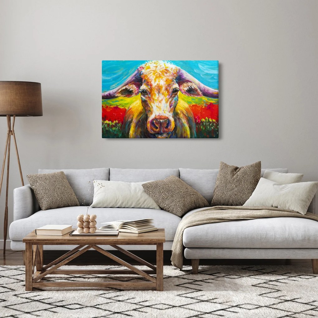 Obraz - Maľovaná krava (90x60 cm)
