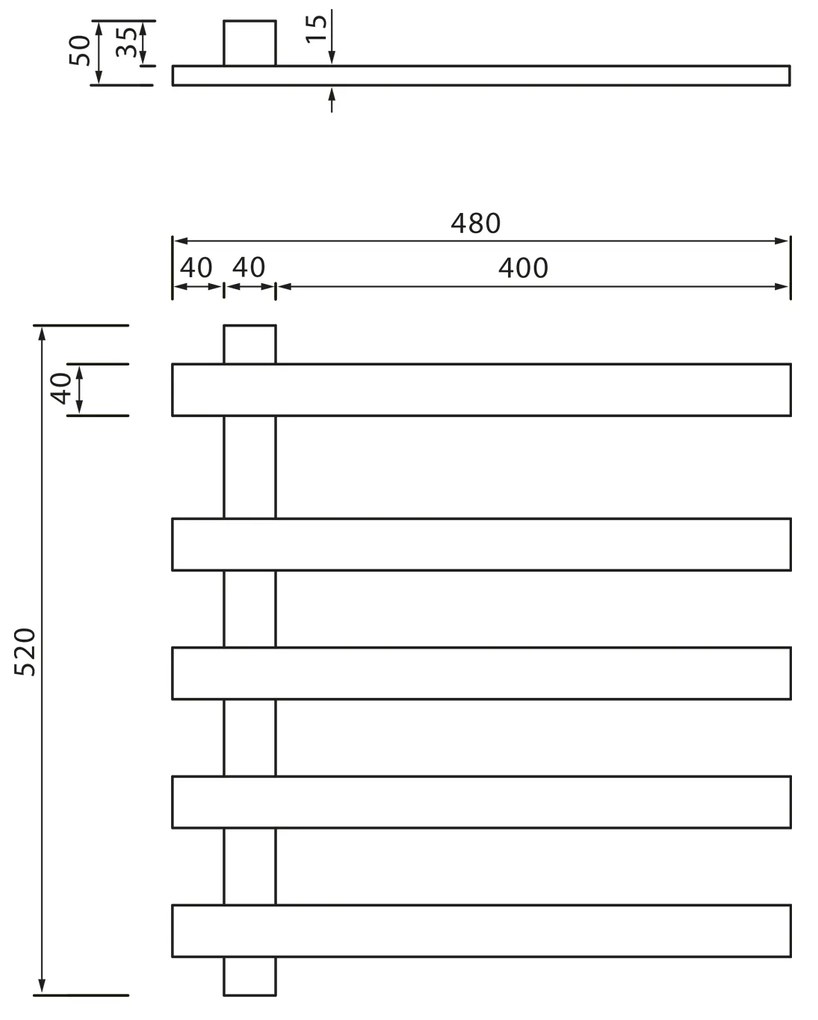 Sapho, ELCOR elektrický sušiak uterákov 480x520x50mm, 85W, biela matná, EB520