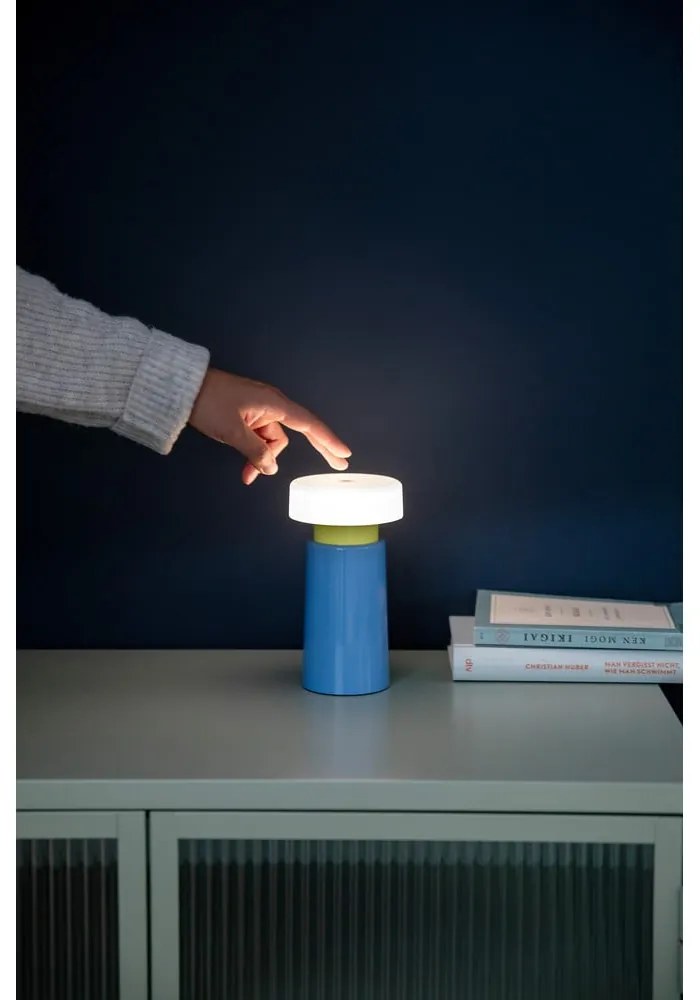 Modrá LED stmievateľná stolová lampa (výška 17,5 cm) Victoria – Remember