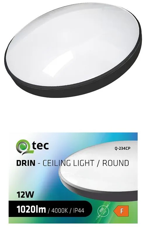 Stropná lampa QTEC 12W 4000K čierna