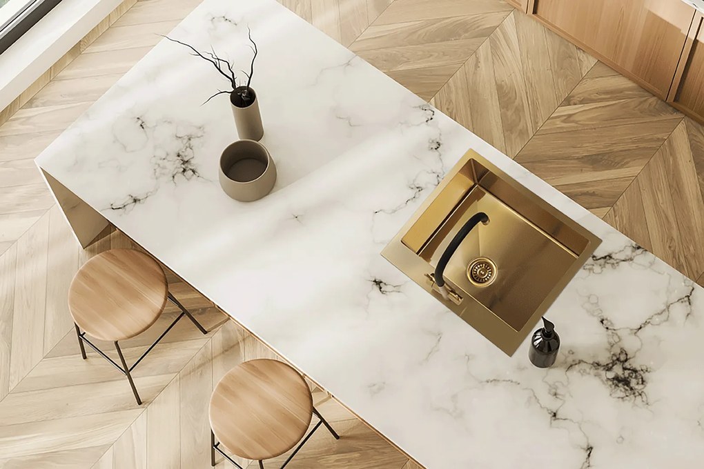 Laveo Malawi, 1-komorový nerezový drez s príslušenstvom 580x500x200 mm, oceľová, LAV-SLMA010D