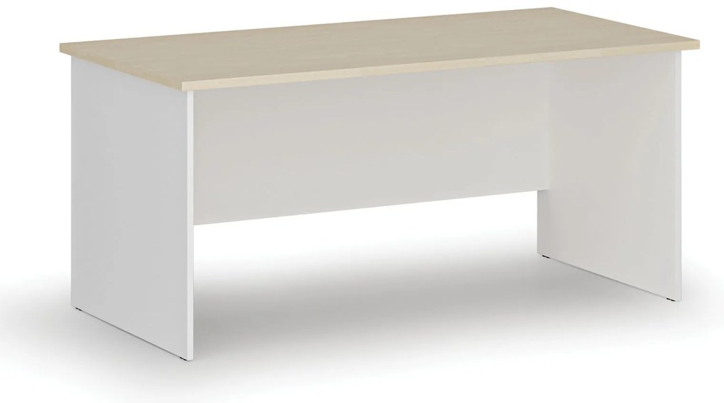 Kancelársky písací stôl PRIMO WHITE, 160x80 cm, biela/breza