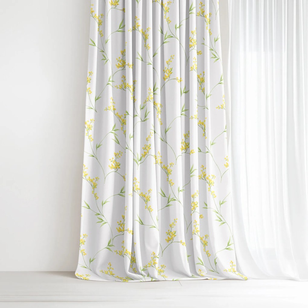 Goldea dekoračný záves - kvety mimózy 280x150 cm