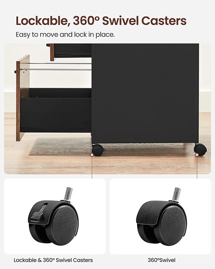 Kartotéka s 2 zásuvkami, rustikálna hnedá a čierna