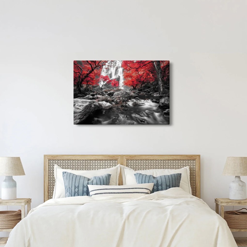 Obraz - Vodopády v jesennej krajine (90x60 cm)