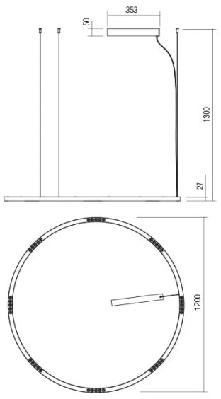 Redo 01-2208 - LED Luster na lanku UNION LED/68W/230V 3000K pr. 120 cm biela