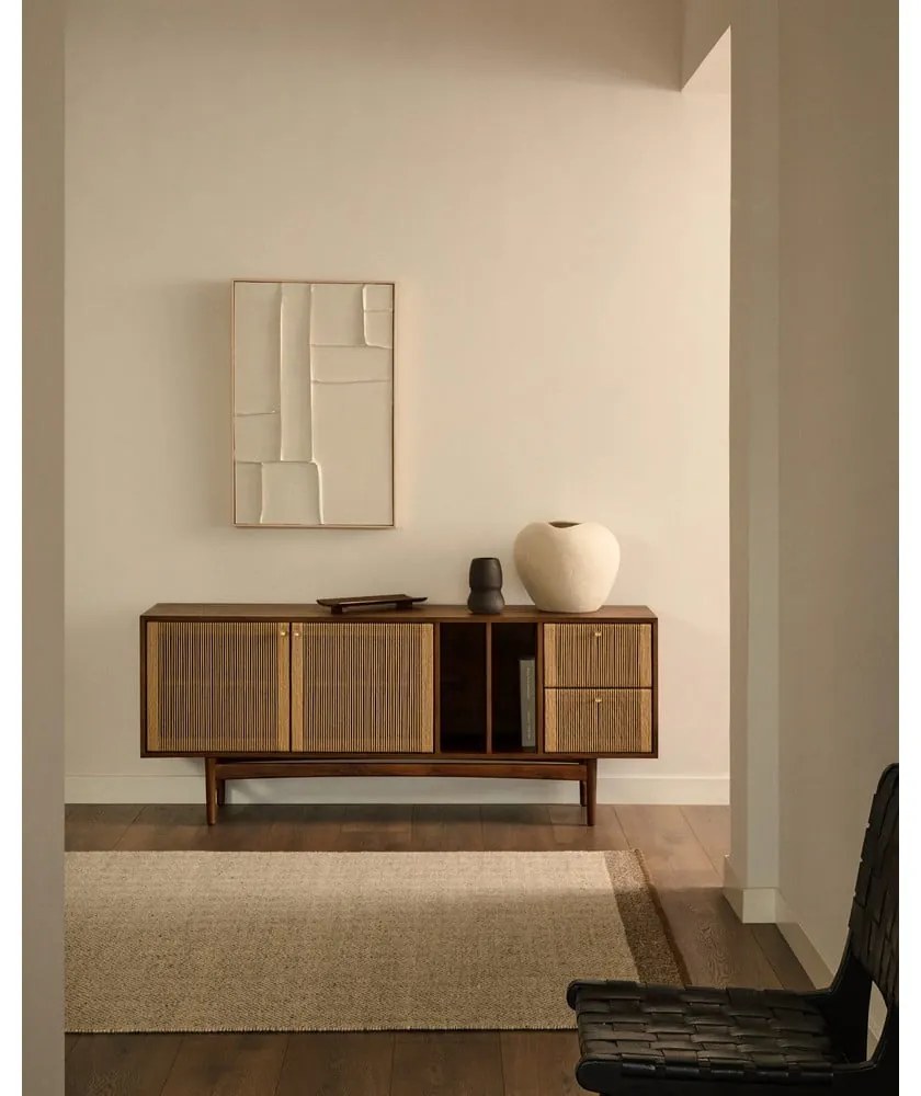 Hnedá nízka komoda v dekore orecha 180x73 cm Elan – Kave Home