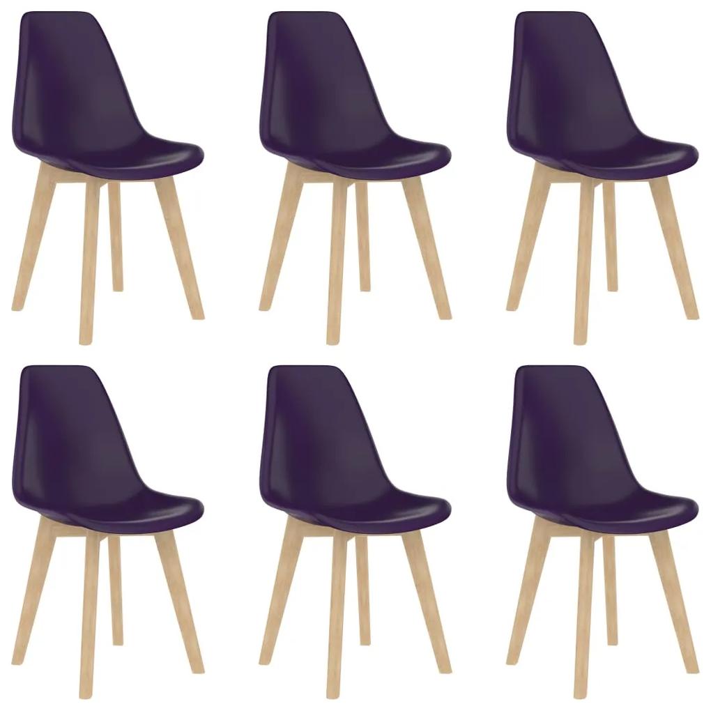 vidaXL Jedálenské stoličky 6 ks, fialové, plast
