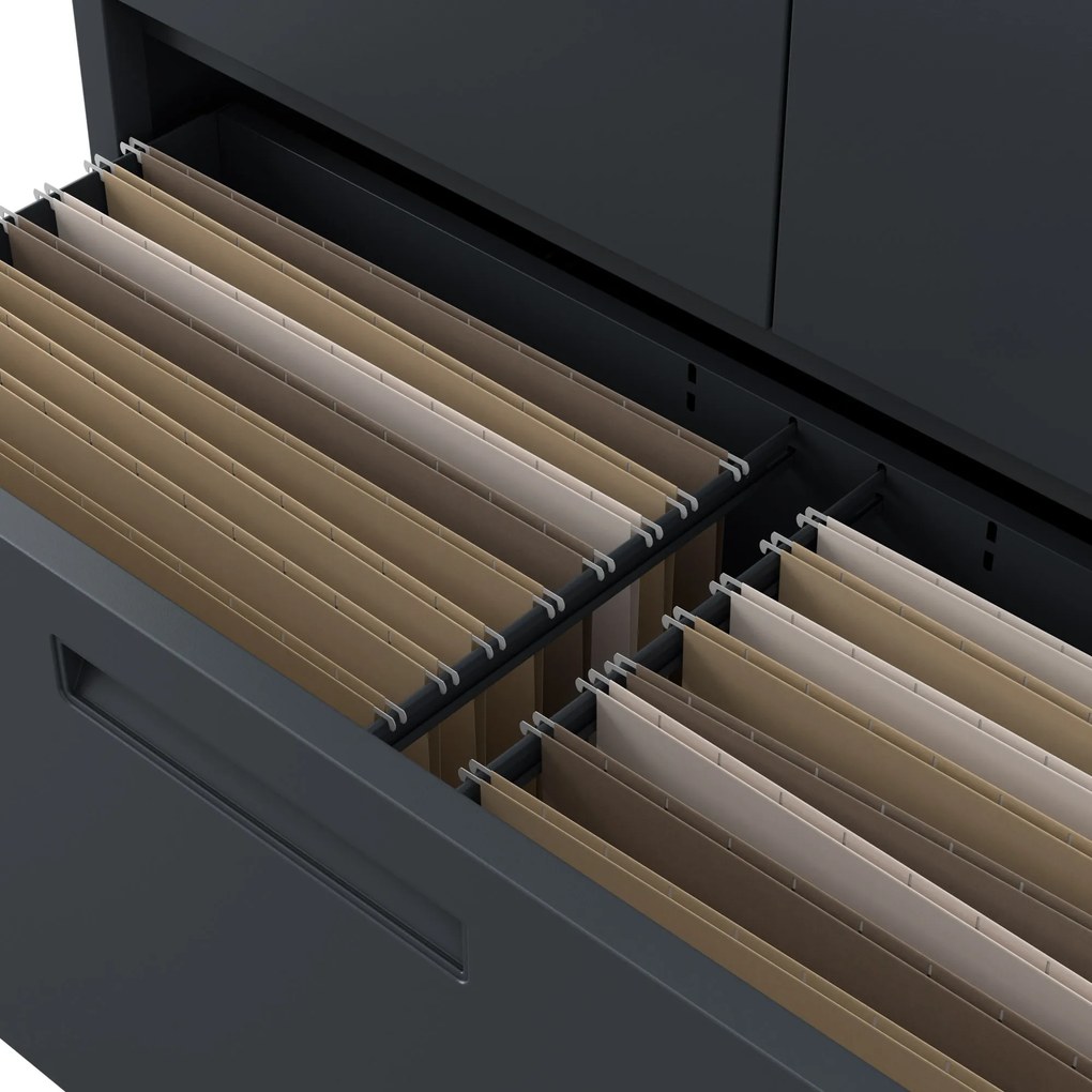 Modulárna kovová multifunkčná skriňa s vysokou zásuvkou antracitová MEGAN 1950 x 900 x 400 mm