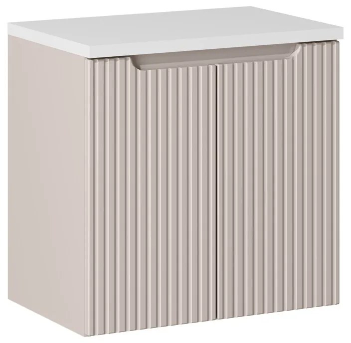 Závěsná skříňka Nova Cashmere I s deskou 60 cm kašmírová/bílá