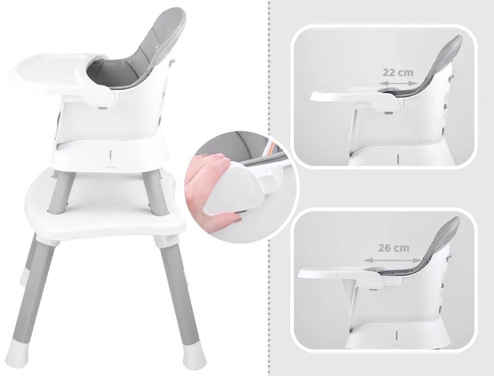 Stolička na kŕmenie set 6v1 ZA4142 - sivá