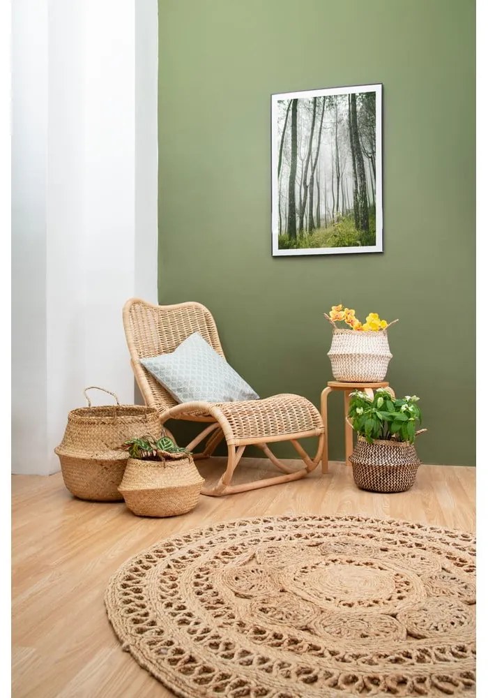 Svetlý úložný košík z morskej trávy Compactor, ⌀ 36 cm