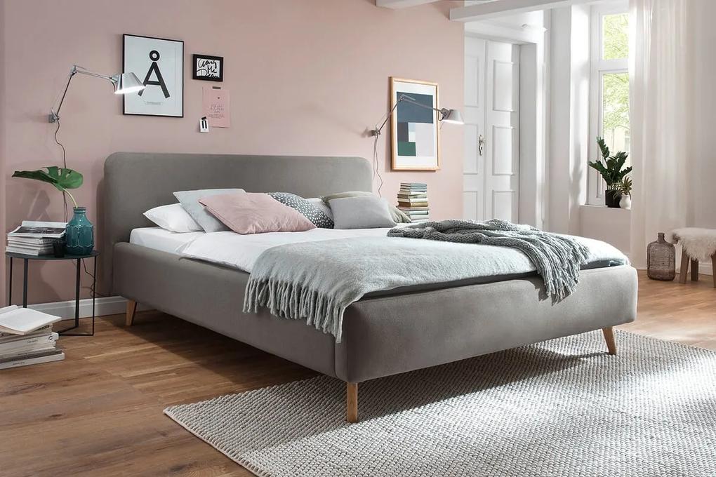 Čalúnená posteľ taupe 160 x 200 cm sivohnedá MUZZA