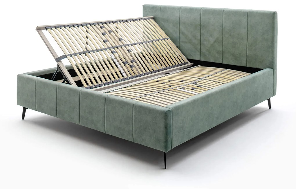 Čalúnená posteľ zallino s úložným priestorom 160 x 200 zelená MUZZA