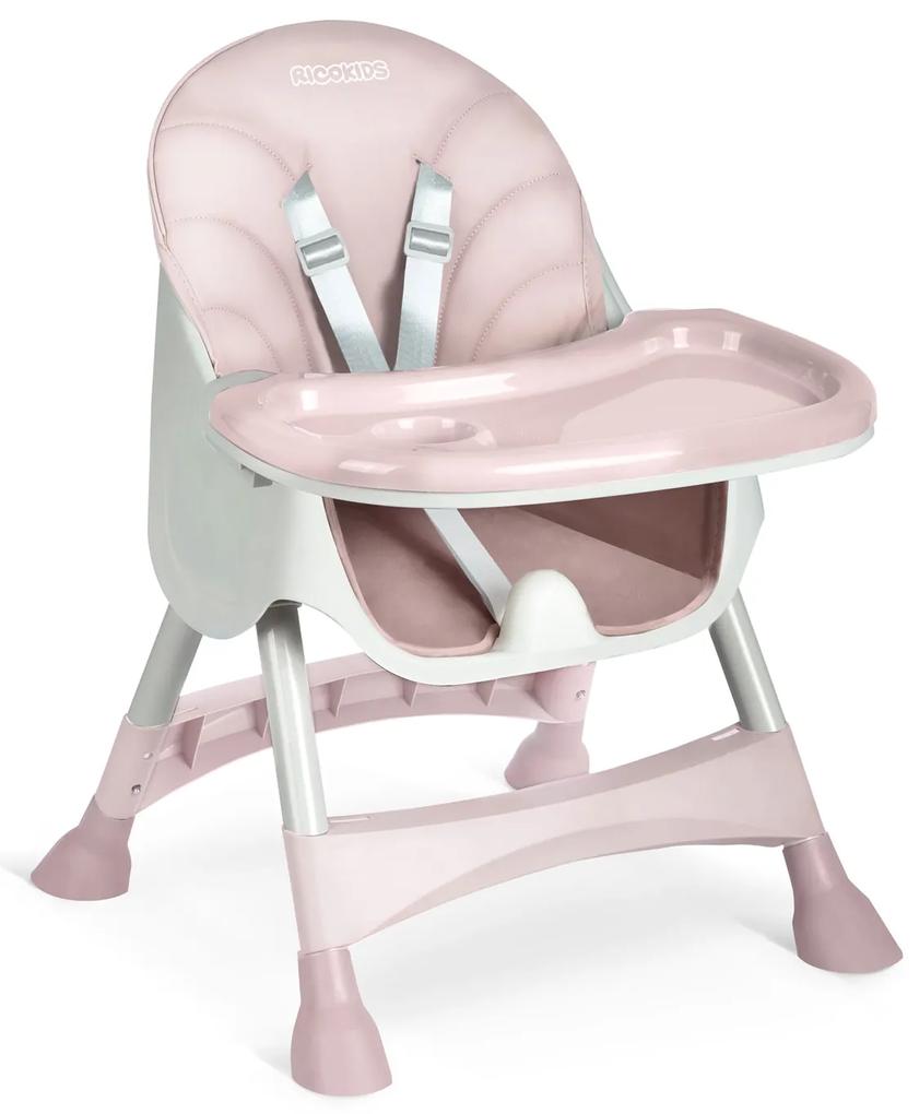 Ricokids Detská jedálenská stolička so stolíkom Milo ružová