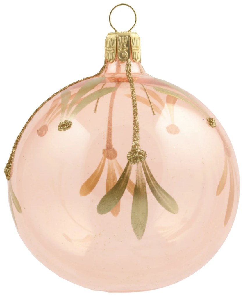 Bella Rose Sklenená vianočná ozdoba Guľa Ružová Lesk 1 Menšia
