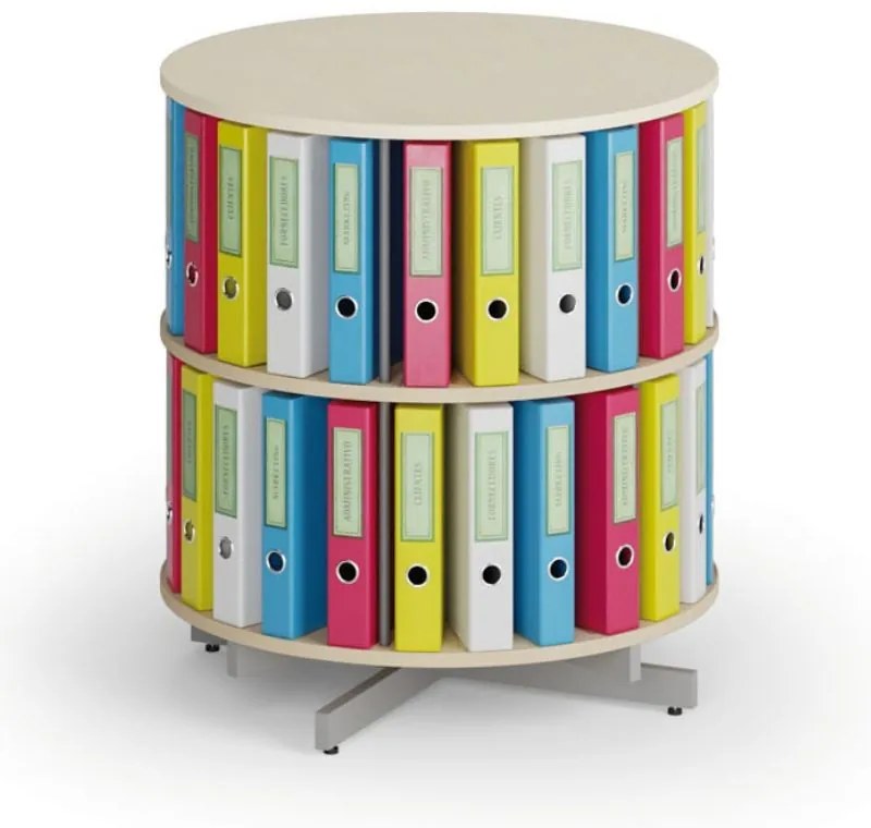 Otočný regál na zakladače, 2 poschodia, breza