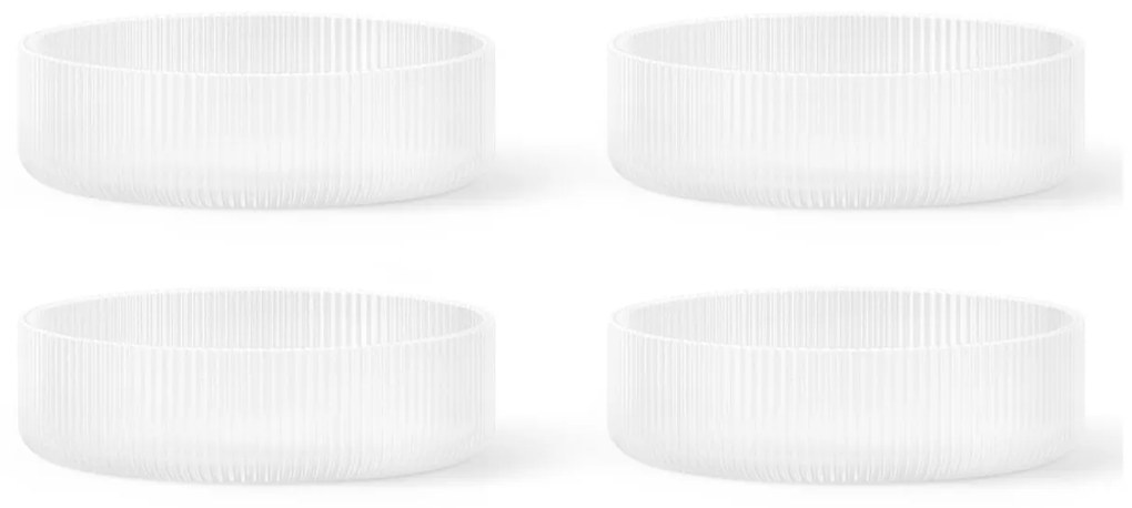 Ferm Living Sklenená miska Ripple Frosted – set 4 ks