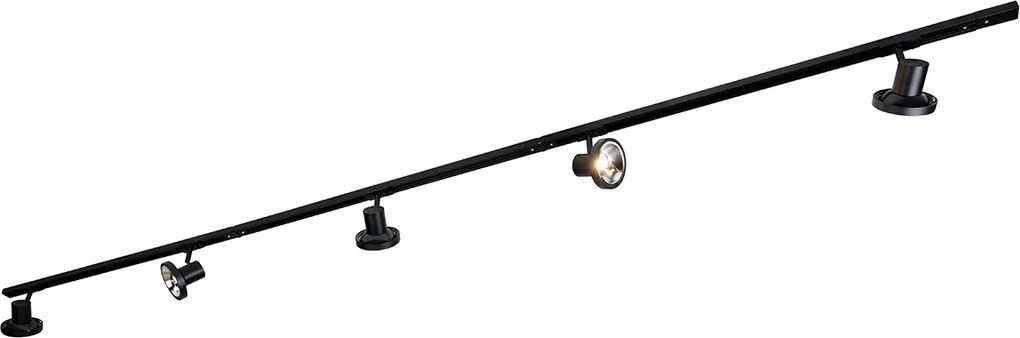 Moderný koľajnicový systém s 5 čiernymi bodovými svetlami 1-fázový 300 cm - Iconic Jeany