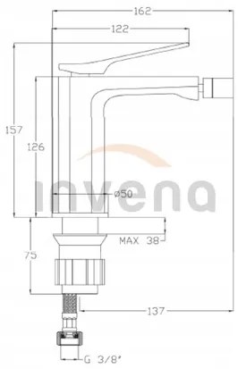 Invena Neri, stojanková bidetová batéria, čierna matná, BB-01-004-L