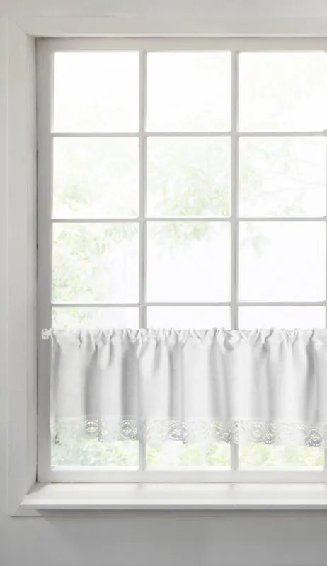 DECOREUM Záclona s čipkovým vzorom 150 cm x 30 cm biela 60% bavlna 40% polyester 98407