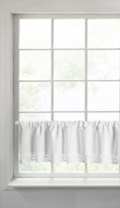 DECOREUM  Záclona s čipkovým vzorom 150 cm x 30 cm biela 60% bavlna 40% polyester 98407