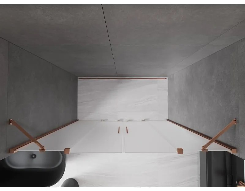 Mexen Velar Duo, posuvné sprchové dvere do otvoru 180 cm, 8mm sklo námraza, ružové zlato, 871-180-000-32-60