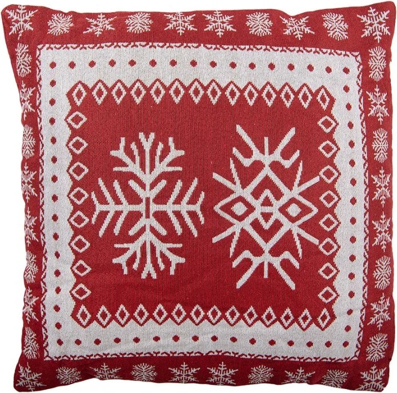 Červený vankúš s vločkami - 45*45*4 cm