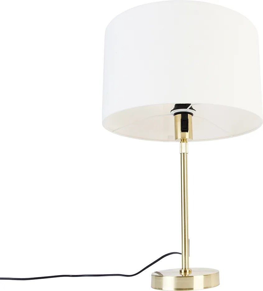 Stolná lampa zlatá nastaviteľná s tienidlom bielym 35 cm - Parte