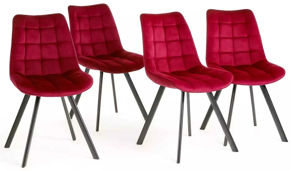 LuxuryForm DESIGN Stolička ORLEN VELUR - vínová - SET 4 ks