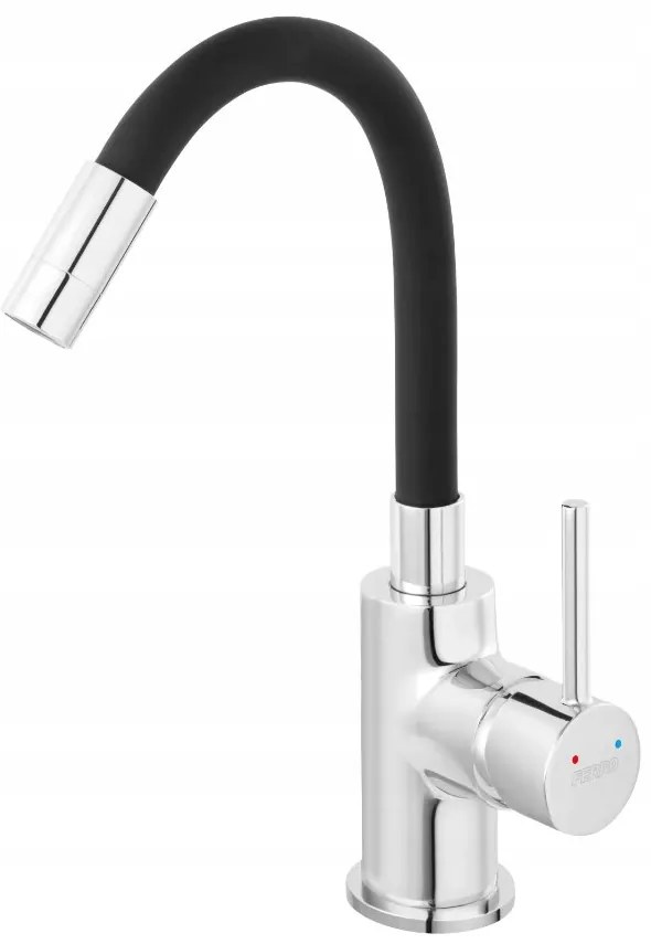 Ferro Fiesta, vysoká umývadlová batéria s flexibilným ramenom, čierna-chrómová, BFI2FB