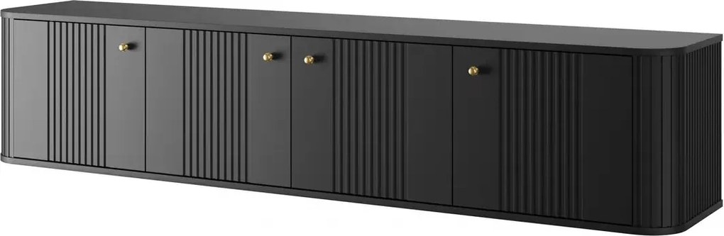 Závesný TV stolík Vespera 4D 187 cm - čierna / zlatá