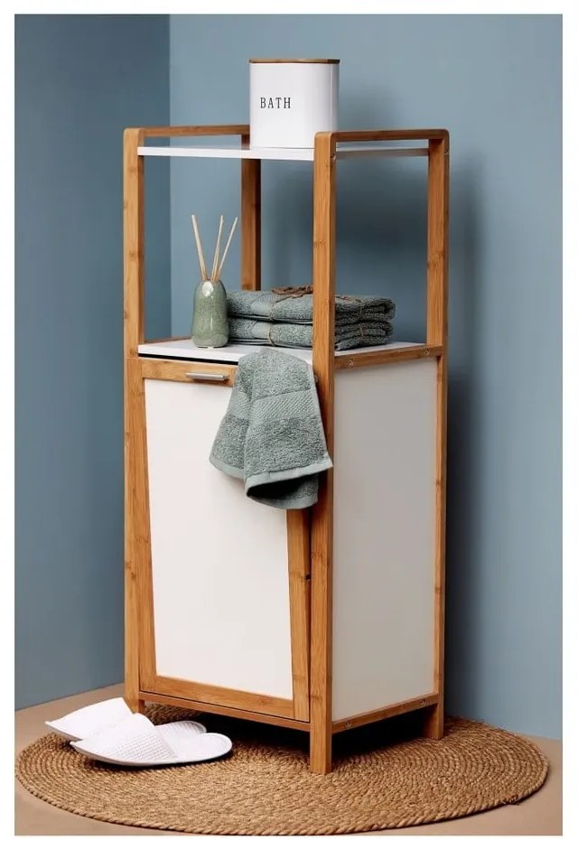 Bambusový kúpeľňový regál v bielo-prírodnej farbe 40x95 cm Finja – Wenko