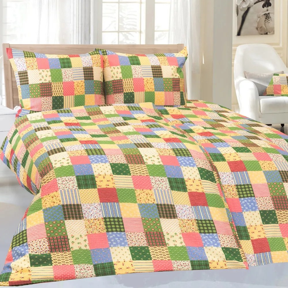 Krepové obliečky Patchwork žlté kr