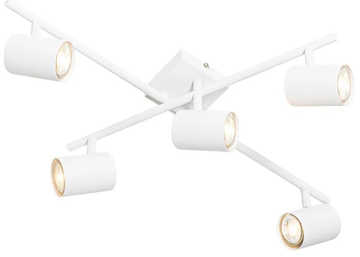 Moderné stropné svietidlo biele 5-žiarovkové nastaviteľné štvorcové - Jeana