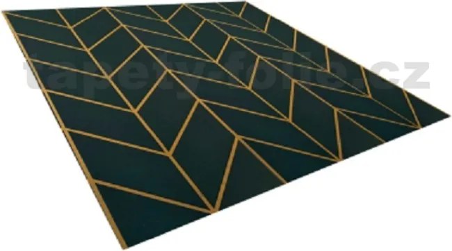 3D panel 0069, rozmer 50 cm x 50 cm, GLAMOUR 3 smaragdový so zlatými kontúrami, IMPOL TRADE