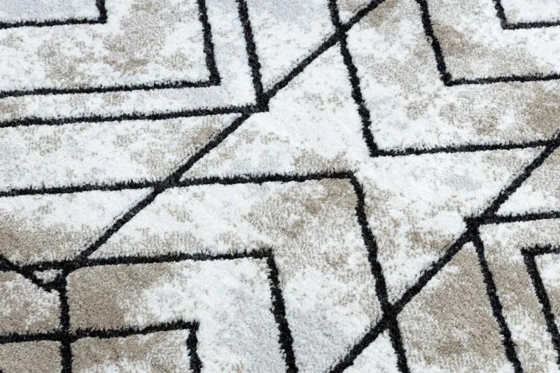 Moderný koberec COZY Tico, geometrický - Štrukturálny, dve vrstvy rúna, hnedá Veľkosť: 140x190 cm