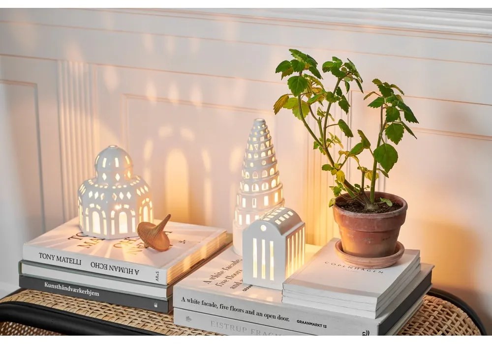 Biely keramický vianočný svietnik Kähler Design Lighthouse, ø 9 cm