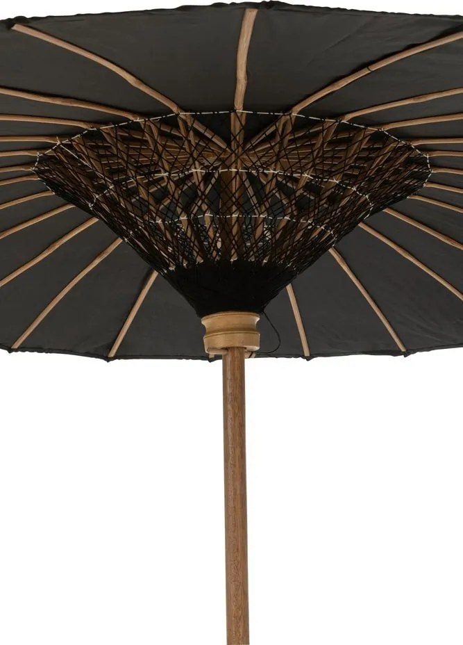 Čierny slnečník s drevenou tyčou Lorie Wood - ∅ 200*260 cm