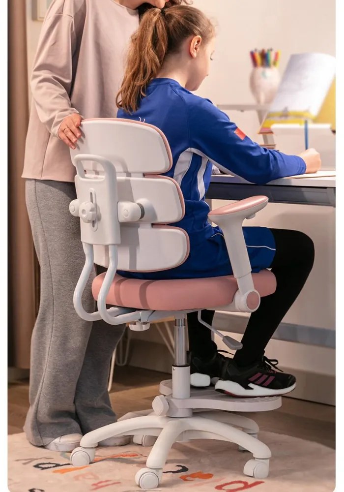 Detská rastúca stolička Neoseat KIDDY THREE — látka, tmavo ružová