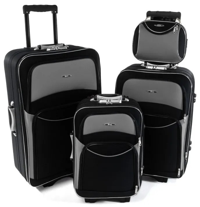 Rogal Sivo-čierna sada 4 cestovných kufrov "Standard" - S (20l), M (35l), L (65l), XL (100l)