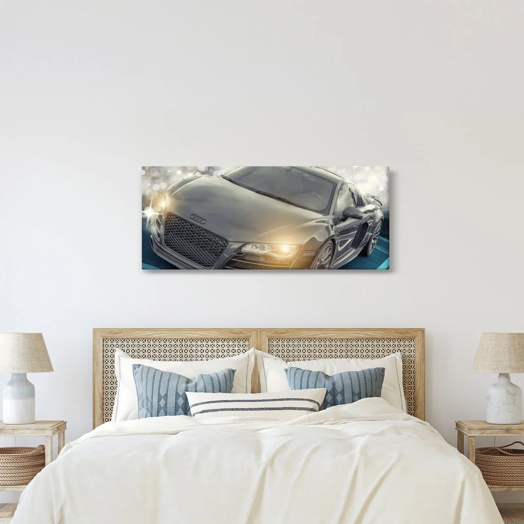 Obraz auta Audi - sivé (120x50 cm)